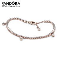 Pandora 14k Rose gold-plated bracelet with clear cubic zirconia เครื่องประดับ สร้อยข้อมือ สีโรส โรส สร้อยข้อมือสีโรส สร้อยข้อมือโรส ชาร์ม สร้อยข้อมือแบบชาร์ม สร้อยข้อมือใส่ชาร์ม สร้อยข้อมือแพนดอร่า แพนดอร่า