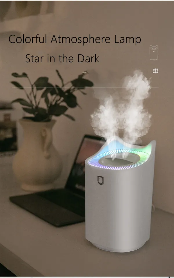 Home Air Humidifier 3000ML/320ML Double Nozzle Cool Mist Aroma Diffuser  with Coloful LED Light Heavy Fog Ultrasonic USB Humidificador For Bedroom  Office