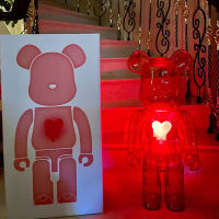 Bearbrick หมีบล็อกตัวต่อหมีหมีตุ๊กตาอินเทรนด์ตุ๊กตาทำมือแบบจำลองเครื่องประดับความรักสีแดงบริสุทธิ์