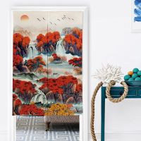 Chinese Landscape Door Curtain Home Bedroom Toilet Kitchen Half Curtain Japanese Curtain Noren Entrance Feng Shui Door Curtain