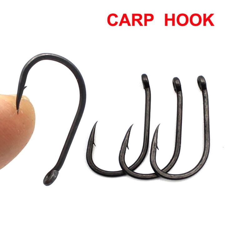 15pcs PTFE Coated High Carbon Steel Barbed Fish Hook With Eye Carp