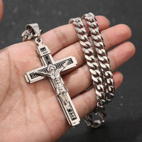 Stainless Steel Crucifix Jesus Cross Necklace Pendant Multilayer Jesus Christ Crucifix Necklaces with 24 Chain Top Quality