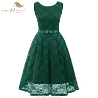 Sishion R rockabilly ชุดราตรี Elegant Sweet ผู้หญิงฤดูร้อนสีแดงเข้มสีชมพูสีเขียว VINTAGE Lace Dress VD0718