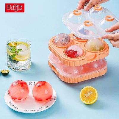 Ice Ball Big Maker Molds 4 Grid Whiskey Spherical Moulds Food Grade Silicone Tray Creative Homemade Artifac Kitchen Gadgets Ice Maker Ice Cream Moulds