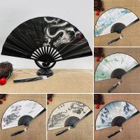 1Pcs 8 inch Folding Silk Vintage Chinese Japanese Hand Held Fan Plastic Silk Dance Fans With Tassel Art Craft Gift Home Decor