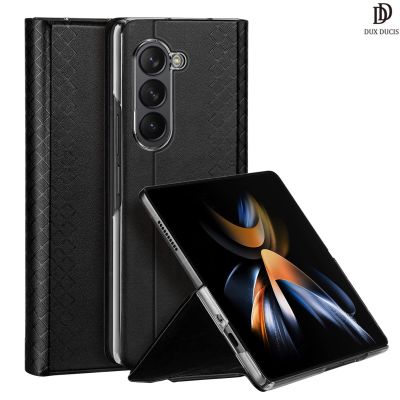 DUX DUCIS เคสแม่เหล็กสำหรับ SAMSUNG Galaxy Z Fold 5,เคสแม่เหล็กหรูหราสำหรับธุรกิจฝาปิดทรงเพรียวบางฝาครอบกระเป๋าใส่บัตรการจัดการ