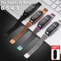 [HOT JIAZZAQQMGW 555] สายรัดสำหรับ Xiaomi Mi วง6 5 4 3เปลี่ยนโลหะสแตนเลสจับมือแม่เหล็ก Milanese สายรัดข้อมือสำหรับ Xiaomi Mi วง3 4 5 6