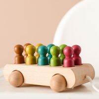 Wood Colorful Beech Trolley Toys For Babies From 1 Year To 3 With 10 Wooden Dolls Games For Babies Development Montessori Baby