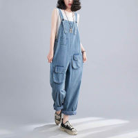 Denim Jumpsuits สำหรับผู้หญิงสไตล์เกาหลี Harajuku หลวม Overalls ชุดผู้หญิง Rompers Casual Vintage Playsuits