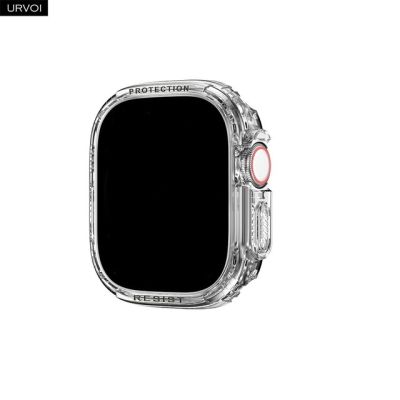 Urvoi เคสสำหรับ Apple Watch กันกระแทกพิเศษ49มม. ฝาครอบโปร่งใสพลาสติกสีดำด้านป้องกันยากสำหรับ Iwatch ป้องกันการกระแทก
