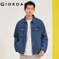 GIORDANO Men Jackets Quality Zip Front Turn-Down Collar Fashion Denim Jackets Multi-Pocket Comfort Casual Denim Jackets 18073902