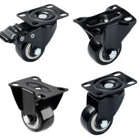 1.5inches Heavy Duty Swivel Caster Wheels Polyurethane Directional/Universal With Brake No Noise Trolley Furniture Caster Black