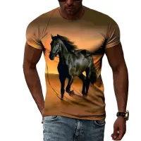 Summer Original Design Animal Horse graphic t shirts Men Fashion Personality Hip Hop Creative harajuku 3D Print Short Sleeve Tee