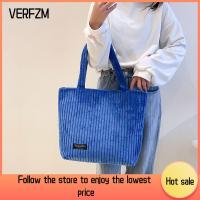 VERFZM SHOP ผ้าลูกฟูก กระเป๋าสะพายไหล่ผ้าใบ ด้านข้าง สีทึบทึบ กระเป๋า Crossbody ลำลองแบบสบายๆ วินเทจ กระเป๋าโท้ท ผู้หญิงผู้หญิงผู้หญิง