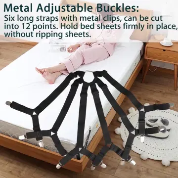 4 PCS Bed Sheet Clips Keep Bedsheets in Place-Corner Bands Suspenders for  Fitted Sheets - Mattress Sheets Grippers Holders Straps Fits from Twin  Queen