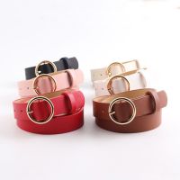 Lady Girdles Cummerbunds Women Belts Leather Waistband Gold Round Buckle