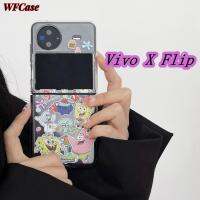 เคส WFCase สำหรับ Vivo X Flip เคสลายการ์ตูนน่ารักแบบพับได้สำหรับเด็ก (+ สายรัดข้อมือ) เคสป้องกันกล้องแบบเต็มรูปแบบ