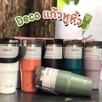 แก้วหูหิ้ว DECO 25oz./750 ml. พร้อมหลอด แก้วเก็บอุณหภูมิ สแตนเลส 304