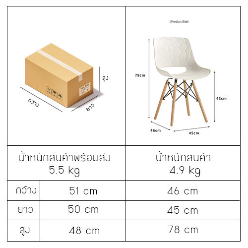 เก้าอี้พลาสติก-สไตล์โมเดิร์น-เก้าอี้เนกประสงค์-เก้าอี้ห้องอาหาร-เก้าอี้ร้านกาแฟ-ขาไม้-สไตล์โมเดิร์น