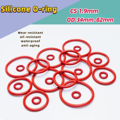 10 buah gasket cincin O silikon VMQ merah CS 1.9mm OD Grade Grade mesin cuci tahan air gasket segel bentuk O terisolasi
