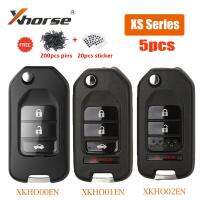 5ชิ้น Xhorse สายรีโมทปุ่มควบคุม XKHO00EN/XKHO01EN/XKHO02EN 4ปุ่ม Kunci Remote Mobil อเนกประสงค์ VDI สำหรับกุญแจรถฮอนด้า