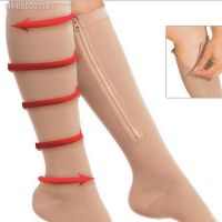 ۞☑♀ Women Socks Stocking Zip Sox Elastic Pressure Compression Socks Sports Pure Color Zipper Butterfly Black Skin Color Nurse Flight