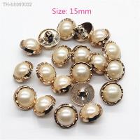 ◊ 15mm Plastic Gold Circle ABS Imitation Pearl Shank Buttons DIY Garment Sewing Accessories Supplies50pcs/lot