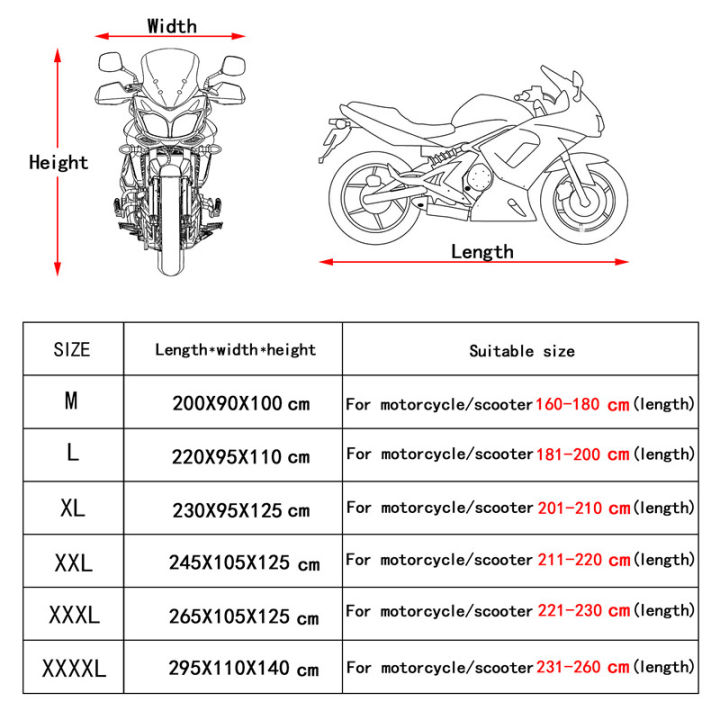 สากล-m-4xl-รถจักรยานยนต์ครอบคลุม-uv-ในร่มกลางแจ้งที่ครอบมอเตอร์ไบค์สกูตเตอร์ฝาครอบกันฝุ่นผ้ายืดหยุ่นสีดำ-สีแดง