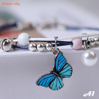 Fresh sky กำไลข้อเท้าลูกปัดรูปผีเสื้อสำหรับผู้หญิงเด็กหญิงเด็กหญิงเด็กหญิงของขวัญวันเกิดงานปาร์ตี้