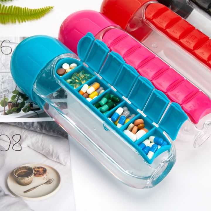 cw-2-1-600ml-7-grids-medicine-cup-plastic-bottle-pill-boxes-organizer-drinking-bottles