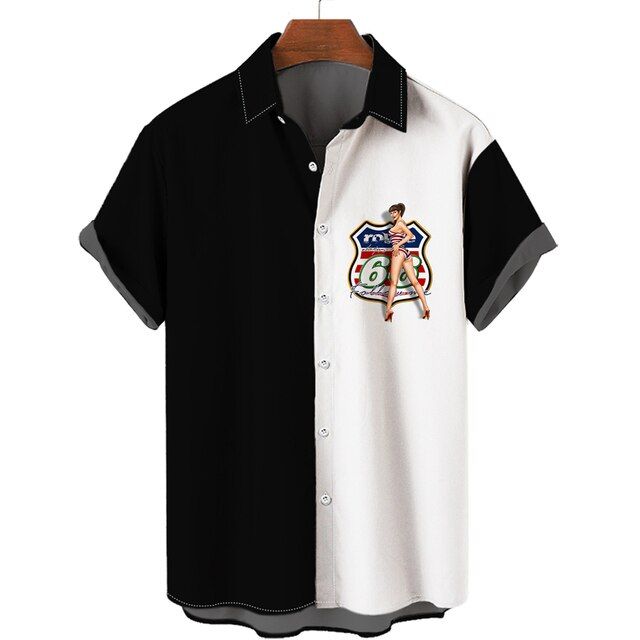 เสื้อโป๊กเกอร์ผู้ชายสำหรับฤดูร้อน22-23เสื้อพิมพ์ลายเซ็กซี่เสื้อสำหรับผู้ชายปกฮาวายตลกโอเวอร์ไซส์เสื้อยืดลำลองเสื้อแฟชั่นสั่งทำ
