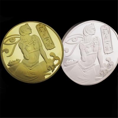 ชุดสะสมเหรียญอียิปต์คลีโอพัตรา2ชิ้น/ล็อตสีทอง/เหรียญเงินชุบอัลจีเรียเหรียญที่ระลึกเอธิโอเปียสำหรับเป็นของขวัญ