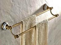 ☂ Antique Brass Wall Mounted Ceramic base Double Towel Rail Holder Rack Bathroom Accessories Towel bar Towel holder Kba407