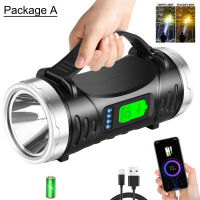 Dual Light Source Flashlight Portable Searchlight Torch Lantern Portable Spotlight USB Rechargeable Night Fishing Hand Lamp