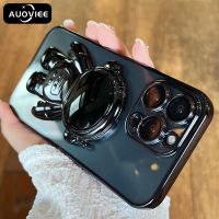 AUOVIEE เคส6D ที่จับตั้งนักบินอวกาศพับได้สำหรับ iPhone 14 13 12 11 Pro Max Mini XR Max XR X 7 8 Plus SE 2020เคสนิ่มชุบดีลักซ์