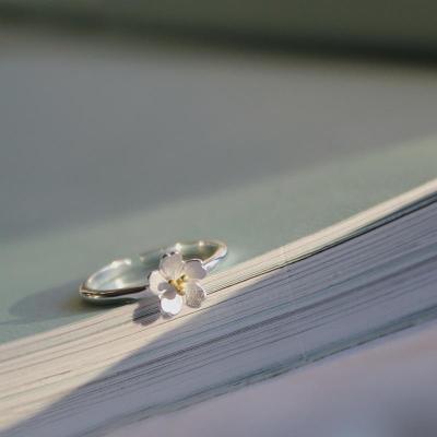เชอร์รี่แหวนผู้หญิง 925 เงินสเตอร์ลิงญี่ปุ่นเกาหลีแฟชั่นเรียบง่ายโมริอารมณ์สดชื่นนักเรียนนิ้วชี้เปิดแหวน T9LB