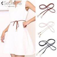 {BUSA Fashion Accessories} Secroma ชุดเดรสผู้หญิงแบบมีเข็มขัดใหม่สไตล์แฟชั่นสไตล์เกาหลีประดับมุก