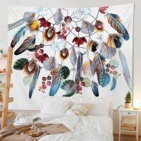 tapestry pink color feather printed wall decor background hanging cloth