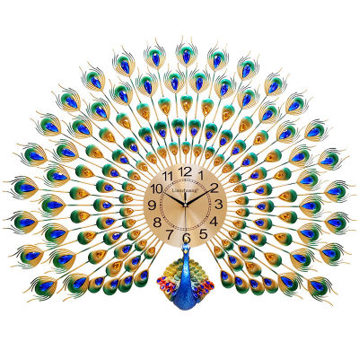 【ส่งจากกรุงเทพฯ 】นกยูงนาฬิกาขนาด 65X70 เซนติเมตรห้องนั่งเล่นนาฬิกาแขวนสร้างสรรค์นาฬิกาควอตซ์นาฬิกาSlientนาฬิกา