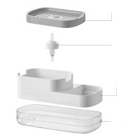 ☼❁ Kitchen Sink Dish Soap Pump Dispenser Countertop Liquid Hand Soap Dispenser whit Sponge Holder Steel Pad Storage Press-Type