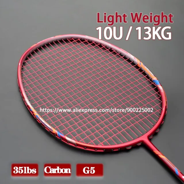Lightest 10U G5 100 Carbon Fiber Badminton Rackets String Max Tension