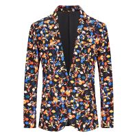 ZZOOI 2021 Mens New Fashion Print Blazer Jacket Print Suit Men Slim Jacket Vintage Suits Fashion  Dress Stage Costumes for Singers 3XL