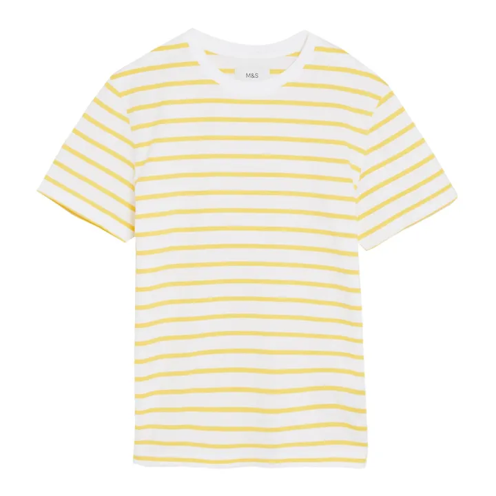 Marks & Spencer Men's Pure Cotton Striped Heavy Weight TShirt (Dark