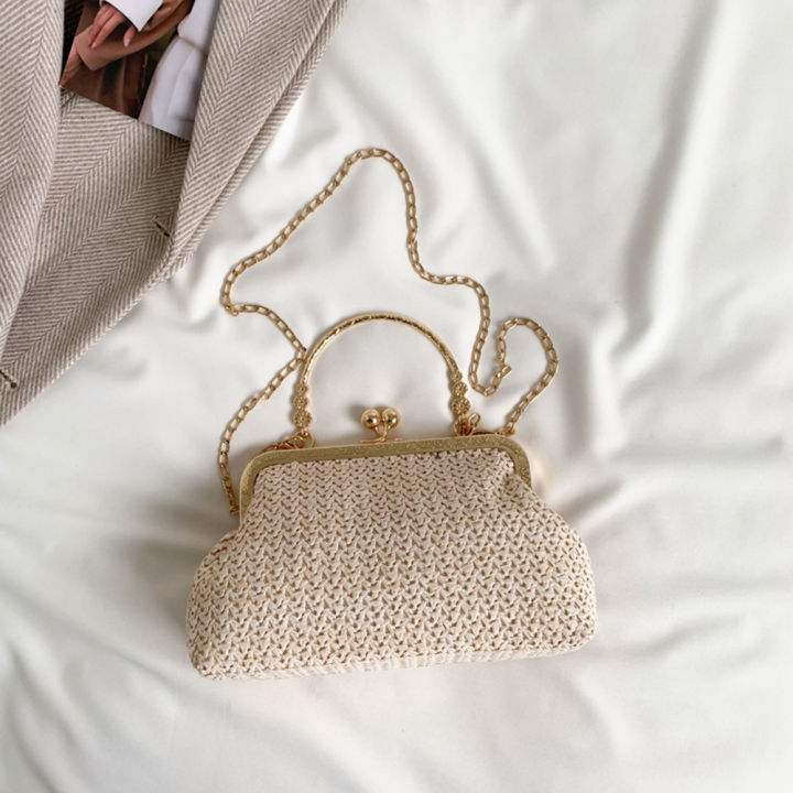 c-ห่วงโซ่มือกระเป๋าแบบทอกระเป๋าหิ้วสง่างามประณีตสวยงามสำหรับงานแต่งงาน
