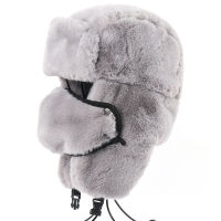 CAMOLAND Winter Thermal Faux Rabbit Fur Bomber Hats Women Men Soviet Army Military Badge Russia Hat Face Neck Earflap Snow Caps