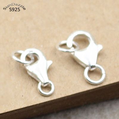 【CW】 2pcs Real 925 Sterling Clasps Hooks Claw With 2 Close Rings Jewelry Making Findings Buckle