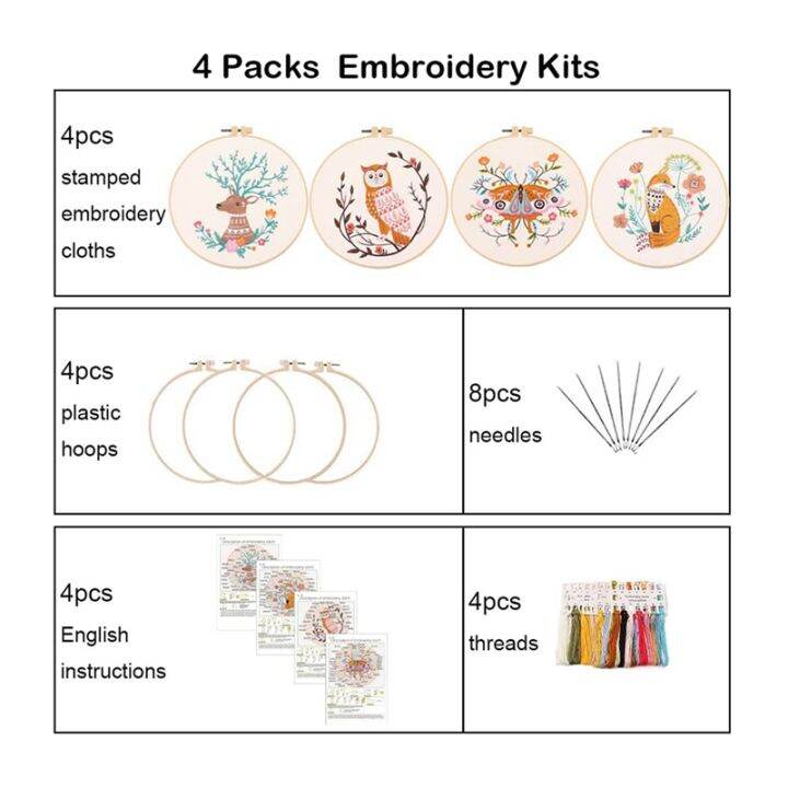 4-pack-embroidery-kit-for-cross-stitch-starter-kit-include-craft-stamped-4-embroidery-cloth-with