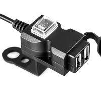 อะแดปเตอร์ที่ชาร์จมือจับรถจักรยานยนต์แบบคู่ Usb 12V-24V เต้ารับไฟฟ้าพลังงานกันน้ำสำหรับ Iphone Samsung Huawei