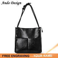 Ando Design New Tote Bag For Women PU Leather Large Capacity Fashion Girl Handbag Simple Commuting Ladies Shoulder Bag.กระเป๋า