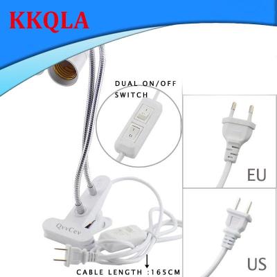 QKKQLA 360 Degrees Flexible Light Holder Double Heads Clip With Daul Switch Extension Bulb Lamp E27 Socket for LED Grow Light